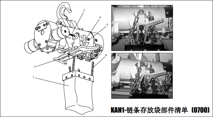 KHC气动葫芦链条放置袋部件清单