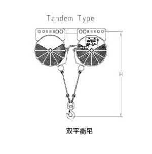 KAB-T200并连气动平衡器尺寸图